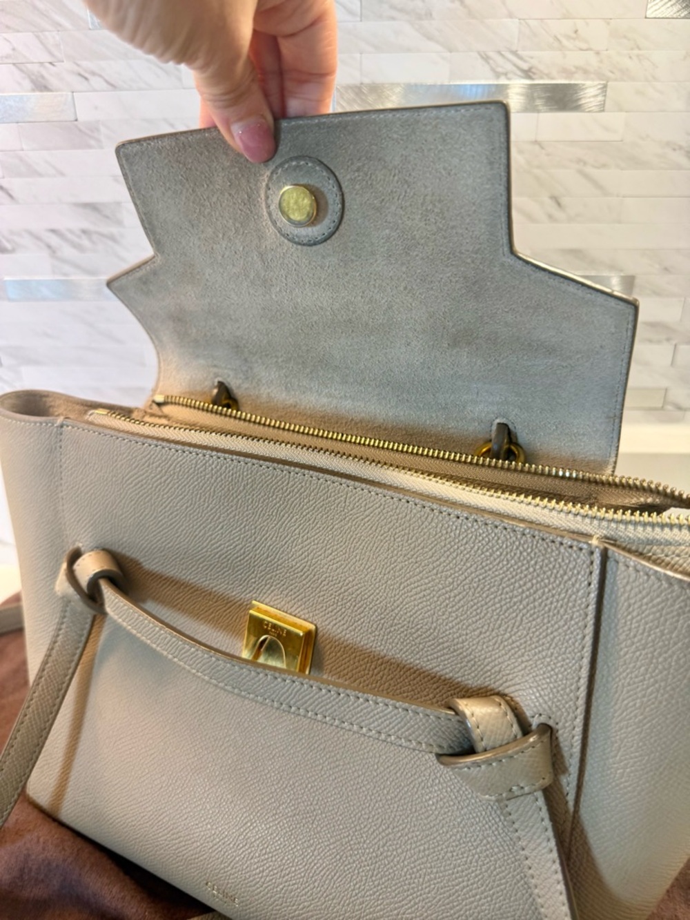 Celine Mini Belt Bag – Taupe Grey Grained Calfskin - Picture 7 of 16